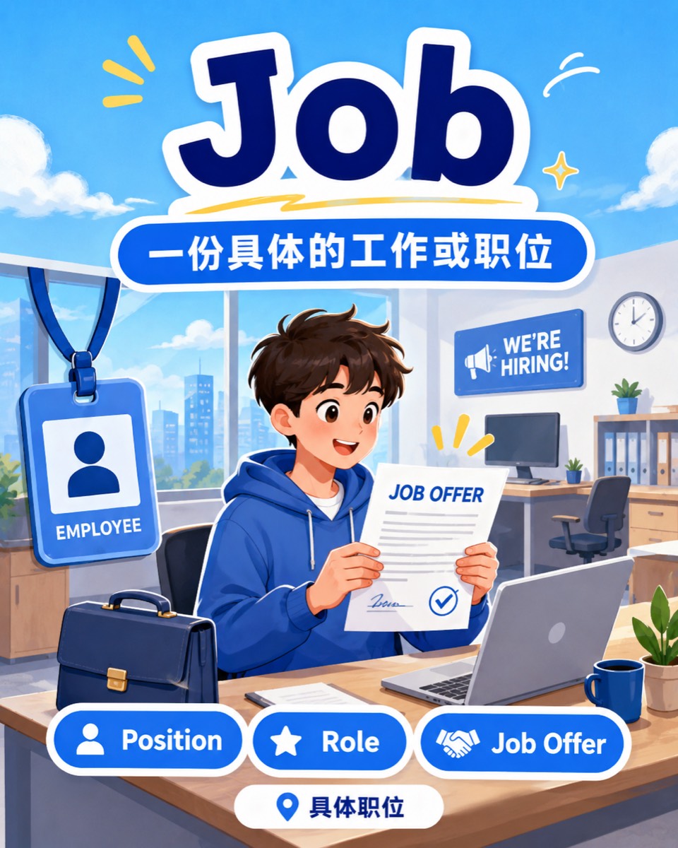 Job：一份具体的工作或职位