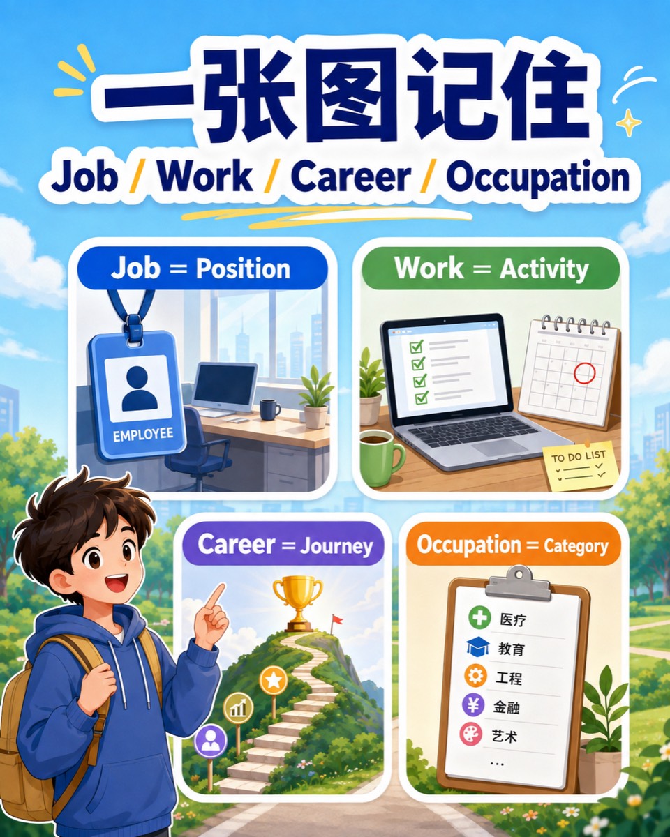 一张图记住 Job Work Career Occupation