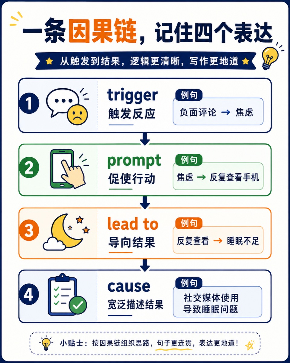 一条因果链，记住四个表达