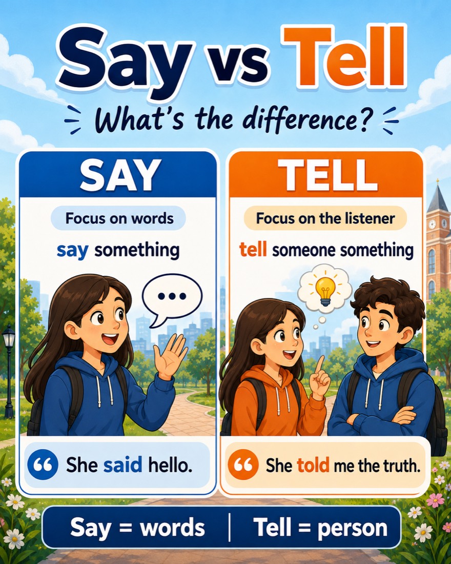 say vs tell en